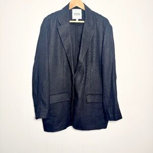 COS Single Breasted Linen Black Blazer Women's Sz 14